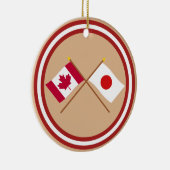Ornement Rond En Céramique Le Canada et les drapeaux croisés par Japon (Droite)