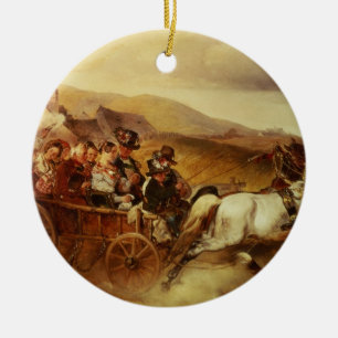 Ornement Rond En Céramique Le chariot de mariage