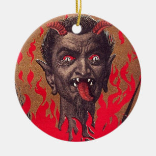 Ornement Rond En Céramique Le Krampus ardent