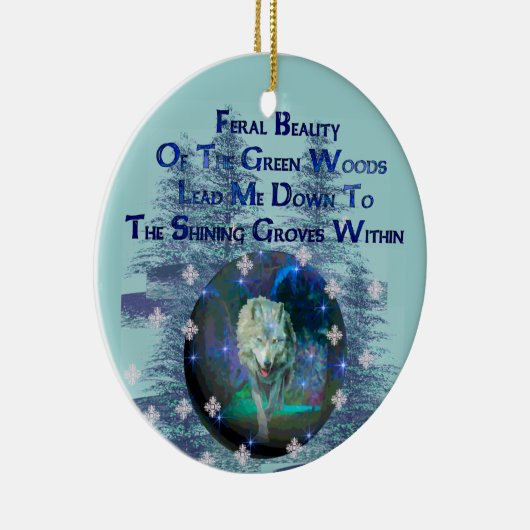 Ornement Rond En Céramique Le loup rêve des cadeaux (Droite)