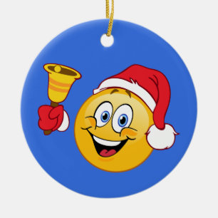 Ornement Rond En Céramique Le père noël Emoji sonnant l'ornement de Bell