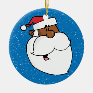 Ornement Rond En Céramique Le père noël noir