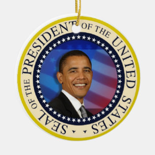 Ornement Rond En Céramique Le Président Obama First Family