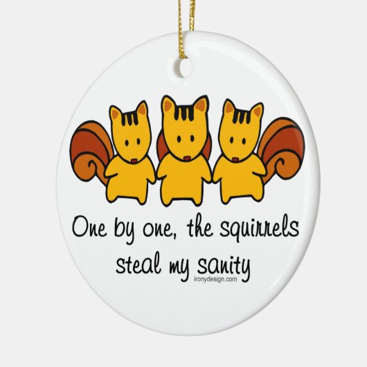 Ornement Rond En Céramique Les écureuils volent ma santé d'esprit (Gauche)