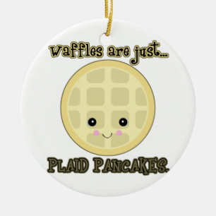 Ornement Rond En Céramique Les gaufres kawaii sont juste des crêpes à carreau