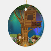 Ornement Rond En Céramique Les gens campant en parc (Gauche)