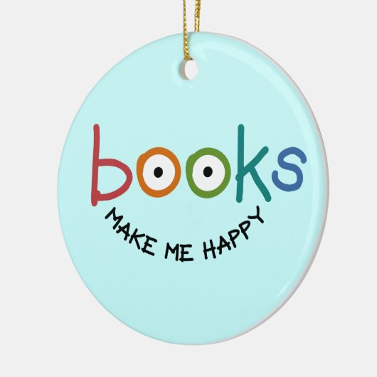 Ornement Rond En Céramique Les livres me rendent heureux (Gauche)