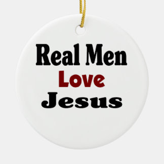 Ornement Rond En Céramique Les vrais hommes aiment Jésus