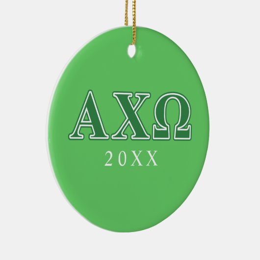 Ornement Rond En Céramique Lettres vertes d'Omega de Chi d'Alphi (Droite)