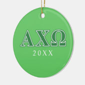 Ornement Rond En Céramique Lettres vertes d'Omega de Chi d'Alphi (Gauche)
