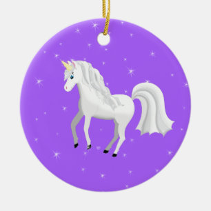 Ornement Rond En Céramique Licorne enchanteresse sur l'arrière - plan et les