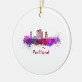 Ornement Rond En Céramique Ligne d'horizon Portland V2 en aquarelle (Gauche)