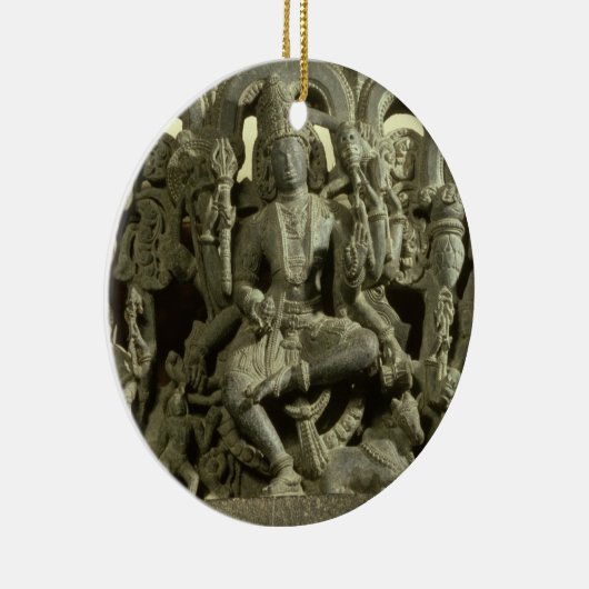 Ornement Rond En Céramique Linteau dépeignant la trinité : Siva, Brahma et (Droite)