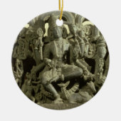 Ornement Rond En Céramique Linteau dépeignant la trinité : Siva, Brahma et (Devant)