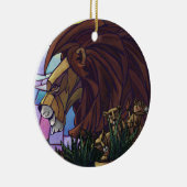 Ornement Rond En Céramique Lion et petits (Droite)