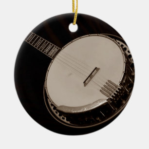 ORNEMENT ROND EN CÉRAMIQUE L'ORNAMENT DE NOËL DE L'ENTHOUSIASTE BANJO