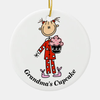 Ornement Rond En Céramique L'ornement Cupcake de grand-mère personnalisable