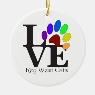 Ornement Rond En Céramique LOVE Key West Cats