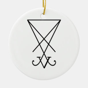 Ornement Rond En Céramique Lucifer Sigil Lamen (base d'ornement)
