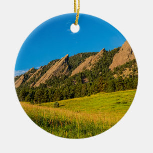 Ornement Rond En Céramique Lumière d'or de lever de soleil de Boulder le