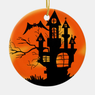 Ornement Rond En Céramique Lune de Halloween