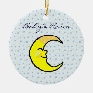 Ornement Rond En Céramique Lune et étoiles