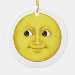 Ornement Rond En Céramique Lune jaune - Emoji