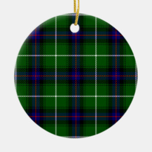 Ornement Rond En Céramique MacDonald tartan bleu vert plaid
