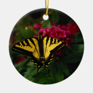 Ornement Rond En Céramique Machaon jaune occidental