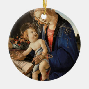 Ornement Rond En Céramique Madonna et enfant