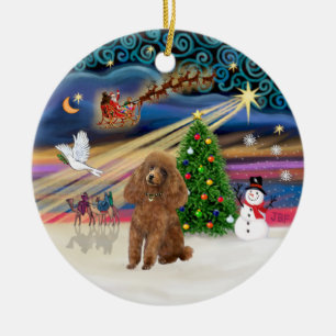 Ornement Rond En Céramique Magie de Noël - Poodle (abricot de jouet)