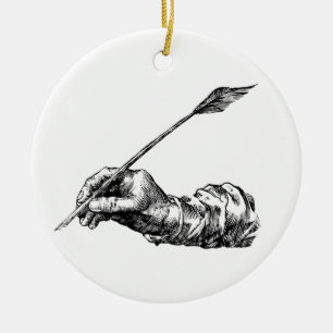 Ornement Rond En Céramique Main d'écriture