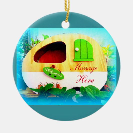 Ornement Rond En Céramique Maison gitane minuscule de caravane (Devant)