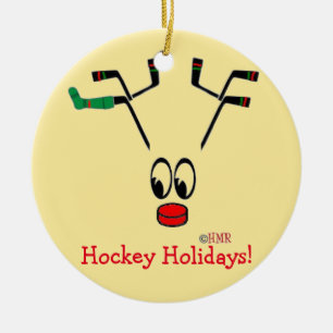 Ornement Rond En Céramique Maman d'hockey de ~ d'ornement de renne de