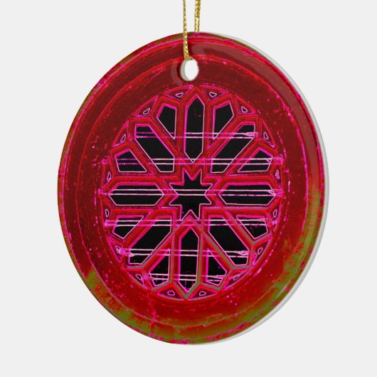 Ornement Rond En Céramique mandala géométrique rouge (Gauche)