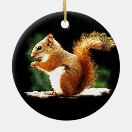 Ornement Rond En Céramique Manger l'écureuil (Dos)