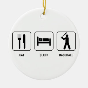 Ornement Rond En Céramique Mangez l'ornement de base-ball de sommeil
