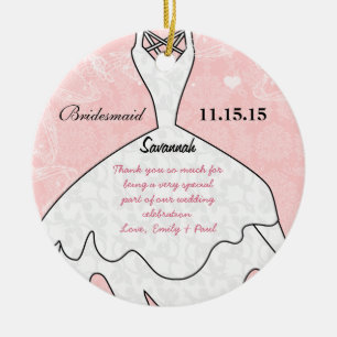 Ornement Rond En Céramique Mariage Gown Bridesmaid Choisir la couleur Arrière