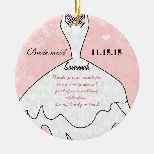 Ornement Rond En Céramique Mariage Gown Bridesmaid Choisir la couleur Arrière (Devant)