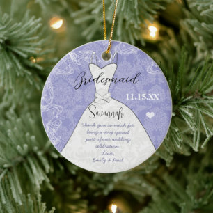 Ornement Rond En Céramique Mariage Gown Bridesmaid Papillon Choisir la couleu