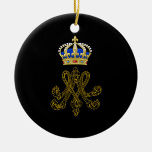 Ornement Rond En Céramique Marie Antoinette Monogram