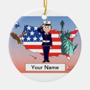 Ornement Rond En Céramique Marines des USA - femelle