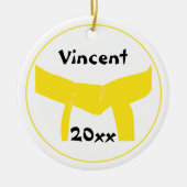 Ornement Rond En Céramique Martial Arts Jaune Ceinture Rang (Devant)