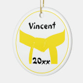 Ornement Rond En Céramique Martial Arts Jaune Ceinture Rang (Gauche)