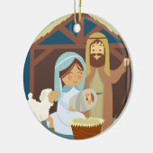 Ornement Rond En Céramique Mary mignonne Joseph Jésus chez Manger (Gauche)