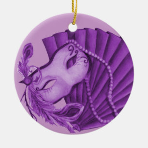 Ornement Rond En Céramique Mascarade dans l'ornement violet