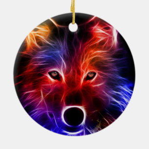 Ornement Rond En Céramique Merveille de loup