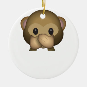 Ornement Rond En Céramique Mignon ne parlez aucun singe mauvais Emoji