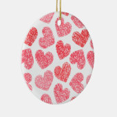 Ornement Rond En Céramique Mignonne Rouge Doodled Heart Valentine's Day Motif (Droite)