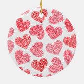 Ornement Rond En Céramique Mignonne Rouge Doodled Heart Valentine's Day Motif (Dos)